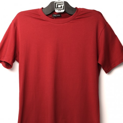 قالب شبه اوفر سايز ((فصال اوربي)) تيشرت قطني سادة لون احمر عنق دائري  (طبع حسب الطلب)