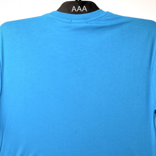 قالب شبه اوفر سايز ((فصال اوربي)) تيشرت قطني سادة لون ازرق عنق دائري  (طبع حسب الطلب)