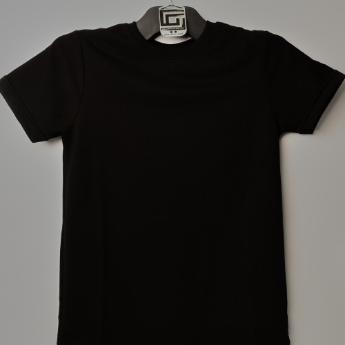 خامة قطنية عنق دائري فصال متقدم كبير Big & Tall لون اسود (طباعة حسب الطلب)