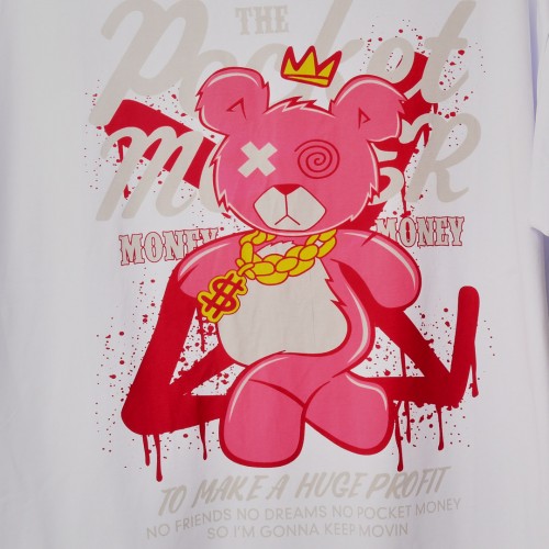 تيشرت اوفر سايز قطني خامة ممتازة باللون الابيض مع الطبعة للجنسين