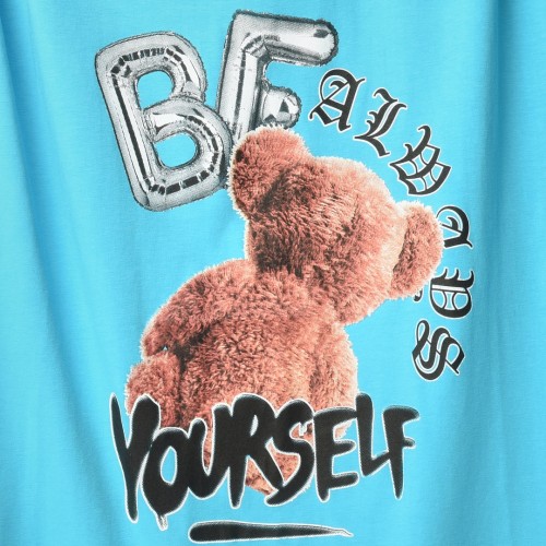 تيشرت اوفر سايز قطني خامة ممتازة باللون الازرق مع الطبعة للجنسين