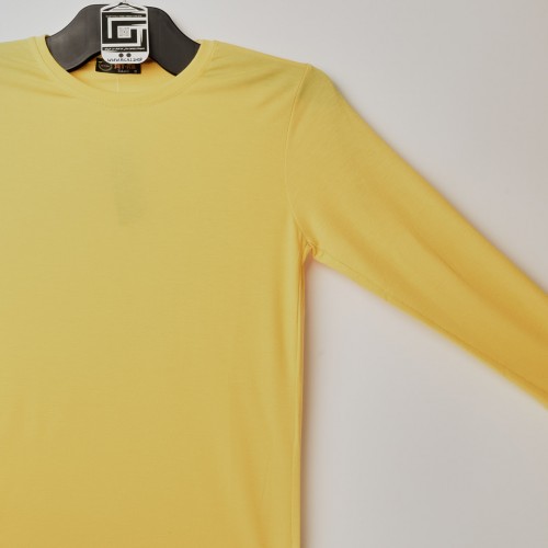 خامة قطني عنق دائري ردن كاملة لون اصفر (طباعة حسب الطلب)