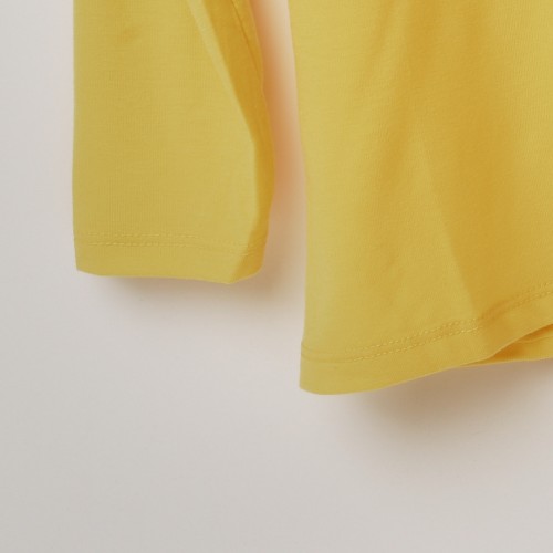 خامة قطني عنق دائري ردن كاملة لون اصفر (طباعة حسب الطلب)