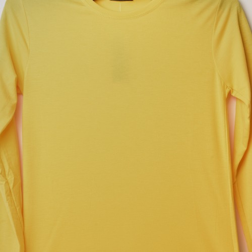 خامة قطني عنق دائري ردن كاملة لون اصفر (طباعة حسب الطلب)