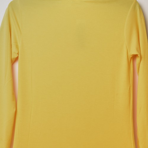 خامة قطني عنق دائري ردن كاملة لون اصفر (طباعة حسب الطلب)