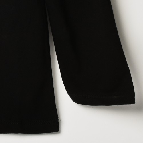 خامة قطني عنق دائري ردن كاملة لون اسود (طباعة حسب الطلب)