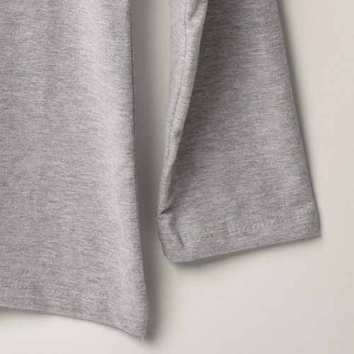 خامة قطني عنق دائري ردن كاملة لون رصاصي (طباعة حسب الطلب)