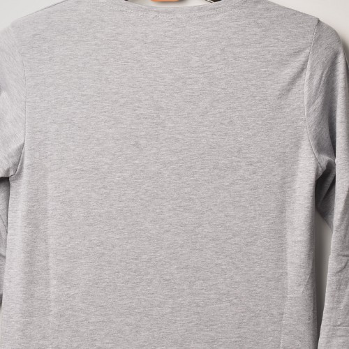 خامة قطني عنق دائري ردن كاملة لون رصاصي (طباعة حسب الطلب)