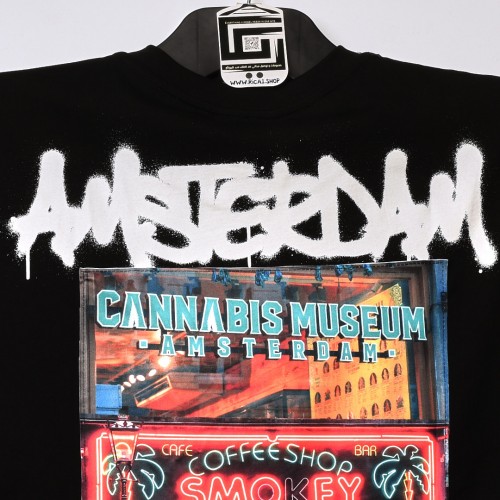 تيشرت خامة عالية الجودة بفصال مميز AMSTERDAM  اسود اللون