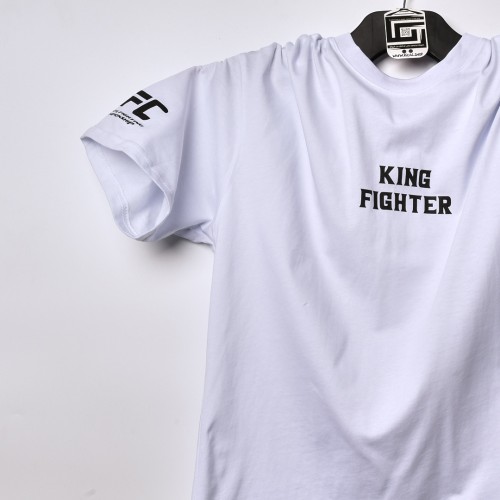تيشرت خامة عالية الجودة تركي درجة اولى  بفصال مميز  kInG Fighter ابيض اللون