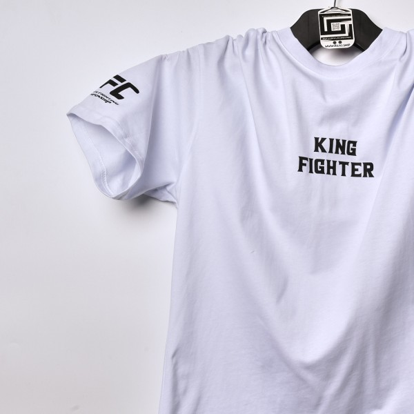 تيشرت خامة عالية الجودة تركي درجة اولى  بفصال مميز  kInG Fighter ابيض اللون