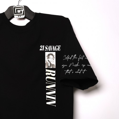 الخامة القطنية العالية الجودة بفصال الاوفر سايز 21 SAVAGE اسود 