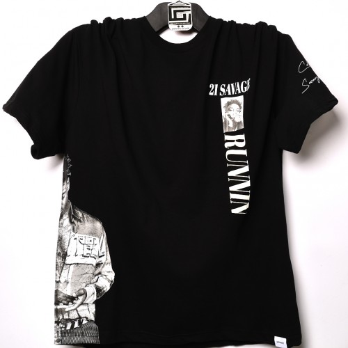 الخامة القطنية العالية الجودة بفصال الاوفر سايز 21 SAVAGE اسود 