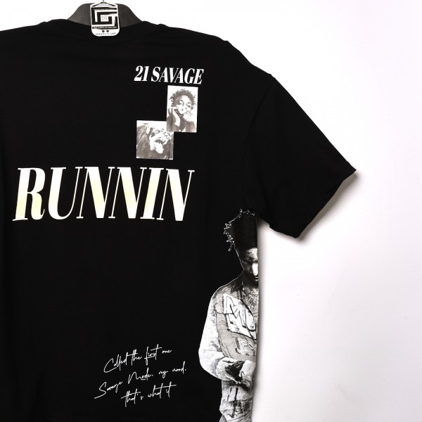 الخامة القطنية العالية الجودة بفصال الاوفر سايز 21 SAVAGE اسود 