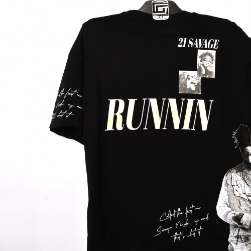 الخامة القطنية العالية الجودة بفصال الاوفر سايز 21 SAVAGE اسود 