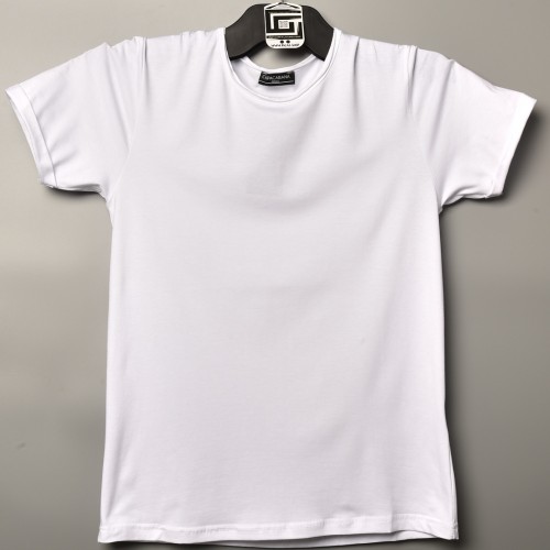 فت سايز تيشرت قطني سادة لون ابيض ياخة دائري حركة في الفصال (طبع حسب الطلب)