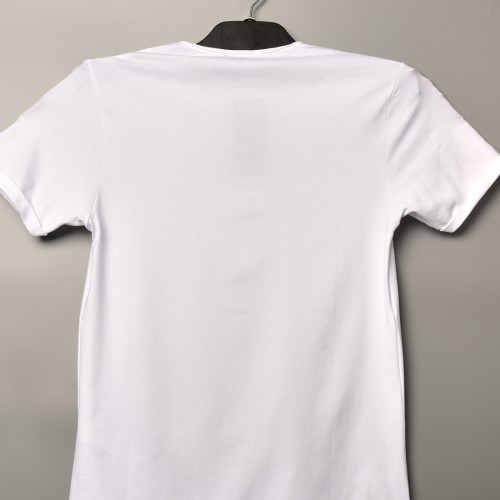 فت سايز تيشرت قطني سادة لون ابيض ياخة دائري حركة في الفصال (طبع حسب الطلب)