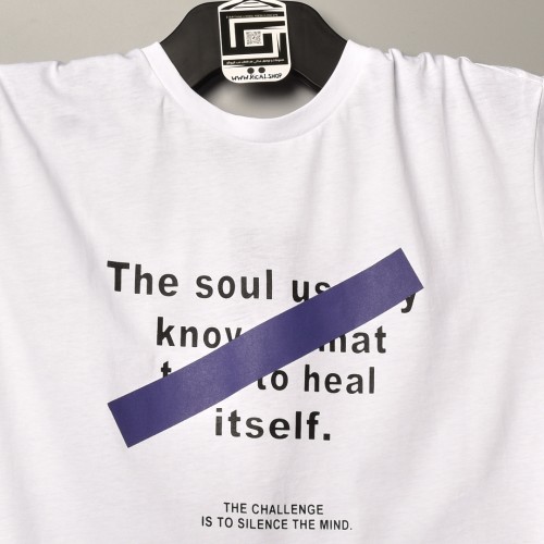 قالب شبه اوفر سايز ((فصال اوربي)) تيشرت قطني  مطبوع ميمز عنق دائري  ابيض