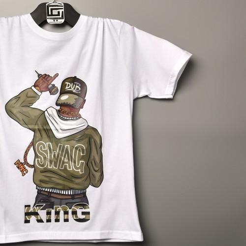 قالب شبه اوفر سايز ((فصال اوربي)) تيشرت مطبوع قطني عنق دائري ابيض 