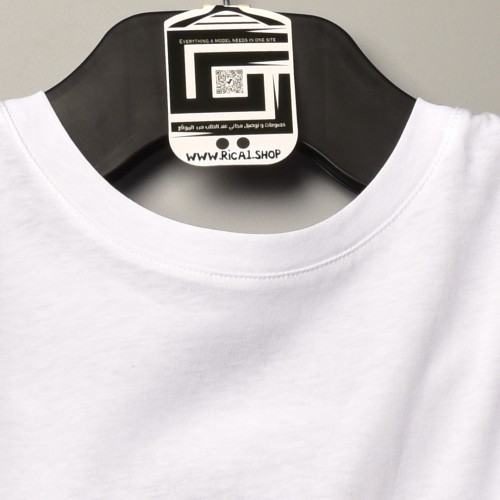 قالب شبه اوفر سايز ((فصال اوربي)) تيشرت مطبوع قطني عنق دائري ابيض 