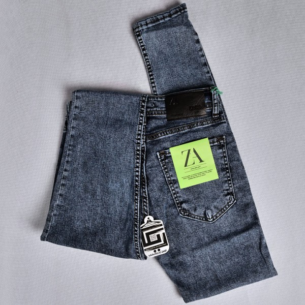 جينز zara  هادئ سلم فت خامة متقدمة ليكرا باللون الازرق الفاتح