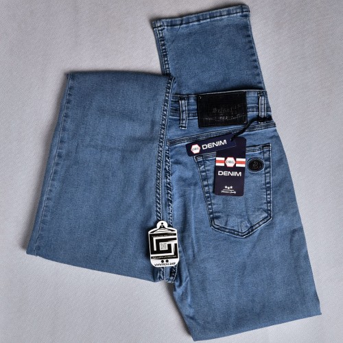 جينز brioni هادئ خامة متقدمة  سلم فت ليكرا باللون السمائي