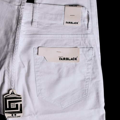 جينز Fair black هادئ سلم فت لون مميز ليكرا باللون الابيض الناصع (خامة صيفي بارد) 
