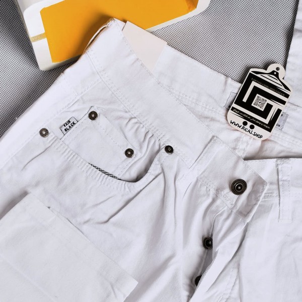 جينز Fair black هادئ سلم فت لون مميز ليكرا باللون الابيض الناصع (خامة صيفي بارد) 