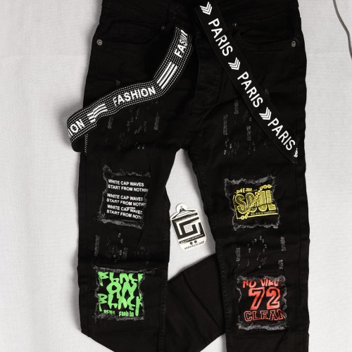 بنطلون جينز خامة درجة اولى فصال تركي بحركات مميزة بادق التفاصيل , باللون الاسود 