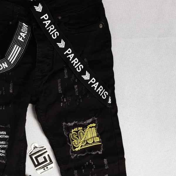 بنطلون جينز خامة درجة اولى فصال تركي بحركات مميزة بادق التفاصيل , باللون الاسود 