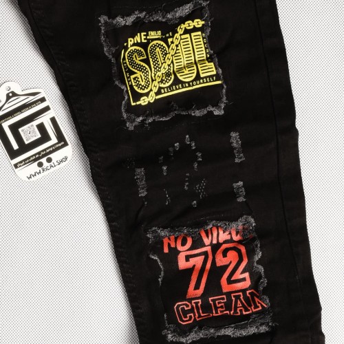 بنطلون جينز خامة درجة اولى فصال تركي بحركات مميزة بادق التفاصيل , باللون الاسود 