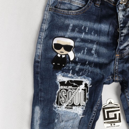 بنطلون جينز خامة درجة اولى فصال تركي بحركات مميزة بادق التفاصيل , باللون الازرق