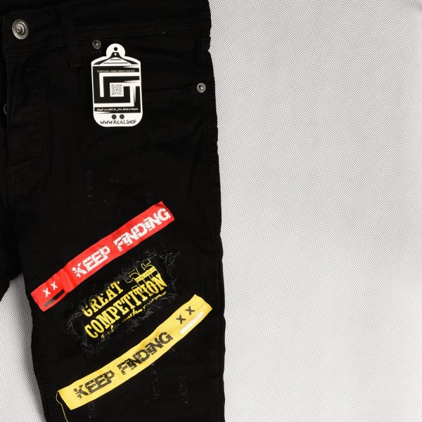 بنطلون جينز خامة درجة اولى فصال تركي بحركات مميزة بادق التفاصيل , باللون الاسود 