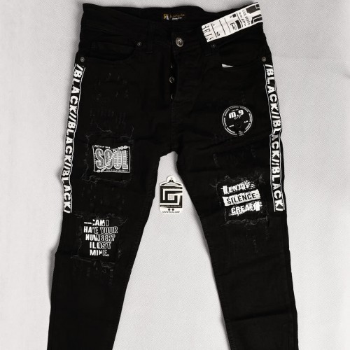 بنطلون جينز خامة درجة اولى فصال تركي بحركات مميزة بادق التفاصيل , باللون الاسود