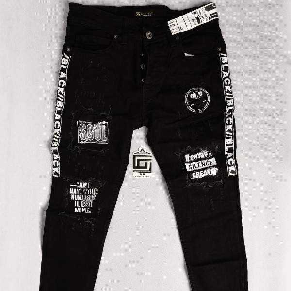 بنطلون جينز خامة درجة اولى فصال تركي بحركات مميزة بادق التفاصيل , باللون الاسود