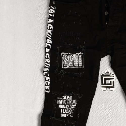 بنطلون جينز خامة درجة اولى فصال تركي بحركات مميزة بادق التفاصيل , باللون الاسود