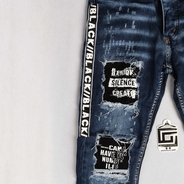 بنطلون جينز خامة درجة اولى فصال تركي بحركات مميزة بادق التفاصيل , باللون الازرق الكاحت