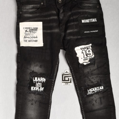 بنطلون جينز خامة درجة اولى فصال تركي بحركات مميزة بادق التفاصيل , باللون الرصاصي النفطي