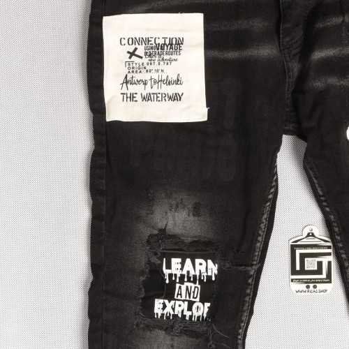 بنطلون جينز خامة درجة اولى فصال تركي بحركات مميزة بادق التفاصيل , باللون الرصاصي النفطي