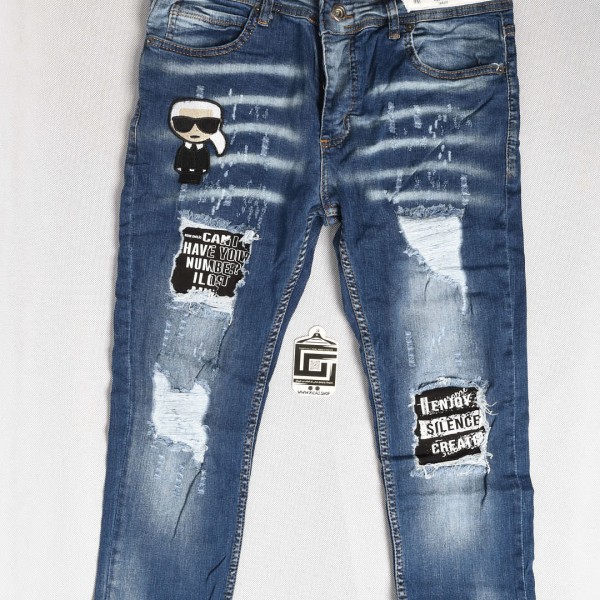 بنطلون جينز خامة درجة اولى فصال تركي بحركات مميزة بادق التفاصيل , باللون الازرق الكاحت