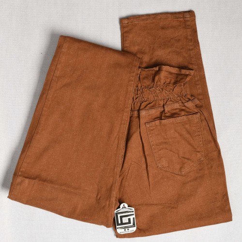 بنطلون جينز بوي فرين BoyFriend خصر لاستيك باللون الجوزي