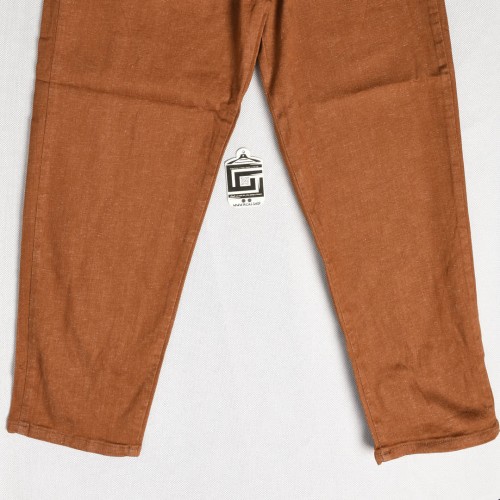 بنطلون جينز بوي فرين BoyFriend خصر لاستيك باللون الجوزي