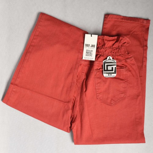 بنطلون جينز بوي فرين BoyFriend خصر لاستيك باللون الاحمر