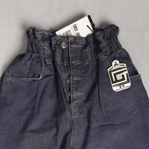 بنطلون جينز بوي فرين BoyFriend خصر لاستيك باللون الازرق