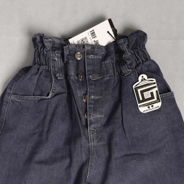 بنطلون جينز بوي فرين BoyFriend خصر لاستيك باللون الازرق