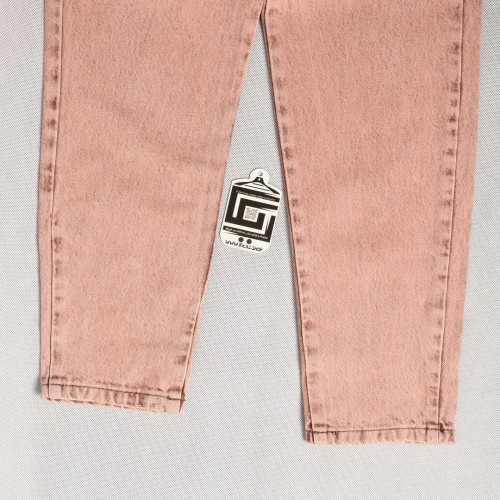 بنطلون جينز  بوي فرين BoyFriend خصر لاستيك باللون الوردي