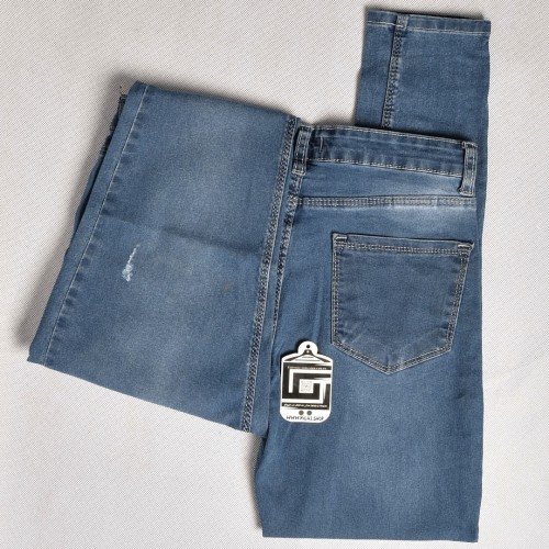 بنطلون جينز سلم فت ليكرا فيو  خصر نورمال حركة بسيطة  باللون الازرق