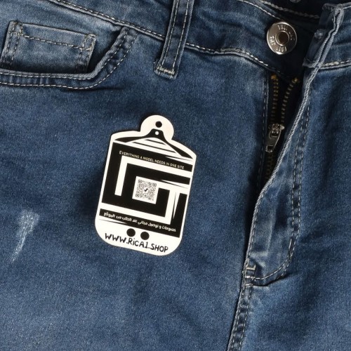 بنطلون جينز سلم فت ليكرا فيو  خصر نورمال حركة بسيطة  باللون الازرق