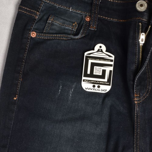 بنطلون جينز سلم فت خصر نورمال حركة بسيطة  باللون الازرق الغامق 