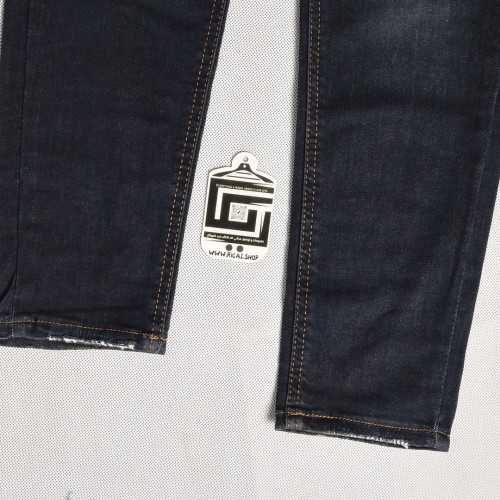 بنطلون جينز سلم فت خصر نورمال حركة بسيطة  باللون الازرق الغامق 